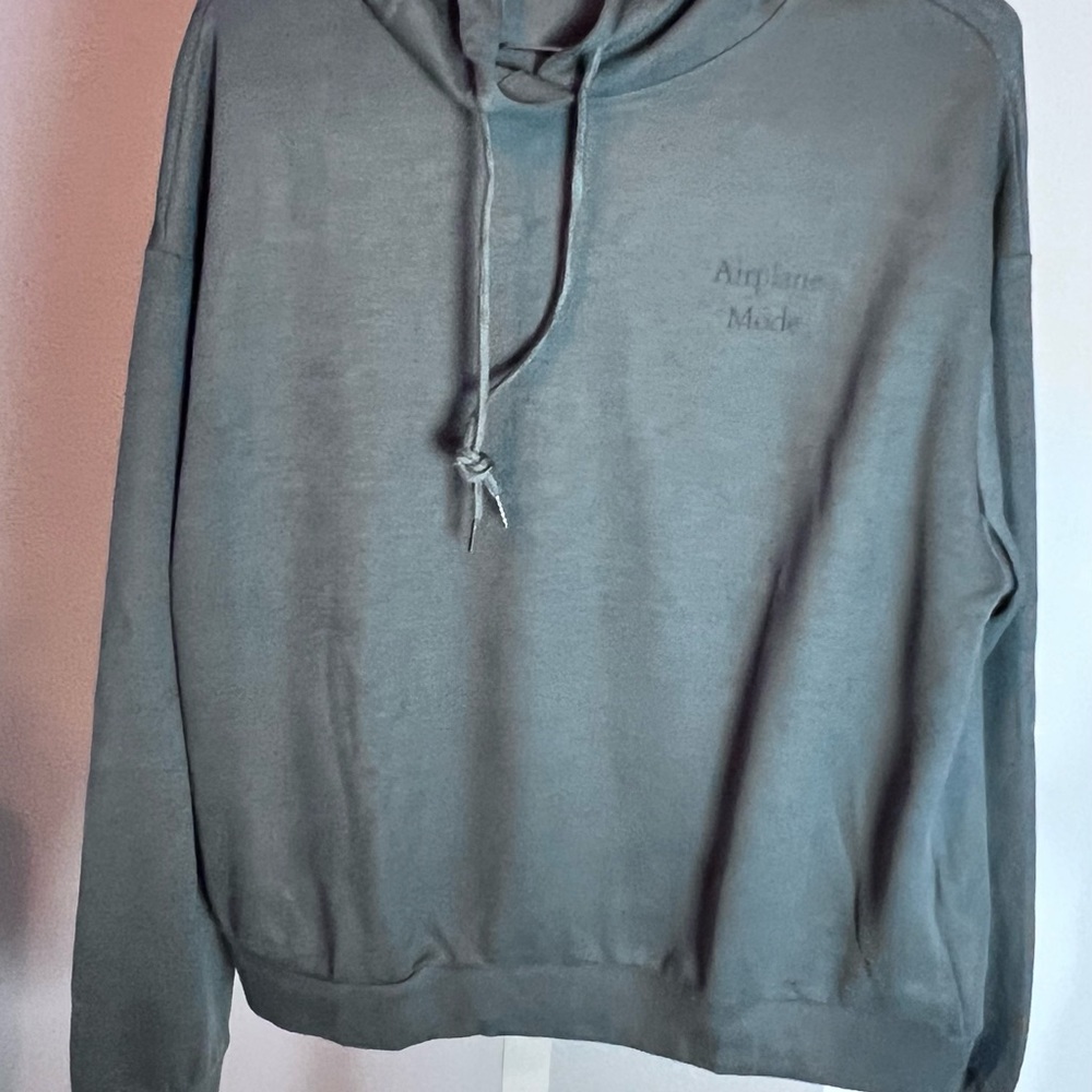 Womens Gray Hoodie and shorts loungewear matching set AIRPLANE MODE ✈ print - Picture 6 of 7